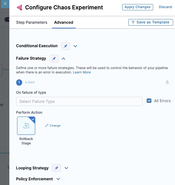 Failure strategy for a chaos step